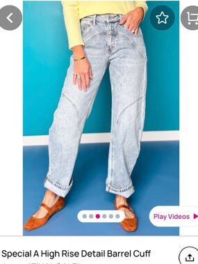 High-Rise Barrel Cuff Saige Jeans — Light Wash Blue NWT